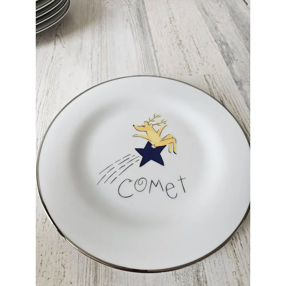 Pottery Barn‎ comet star reindeer salad plate 8.5